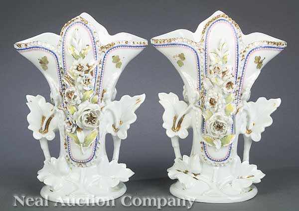 Appraisal: A Pair of French Porcelain Flare Vases mid- th c