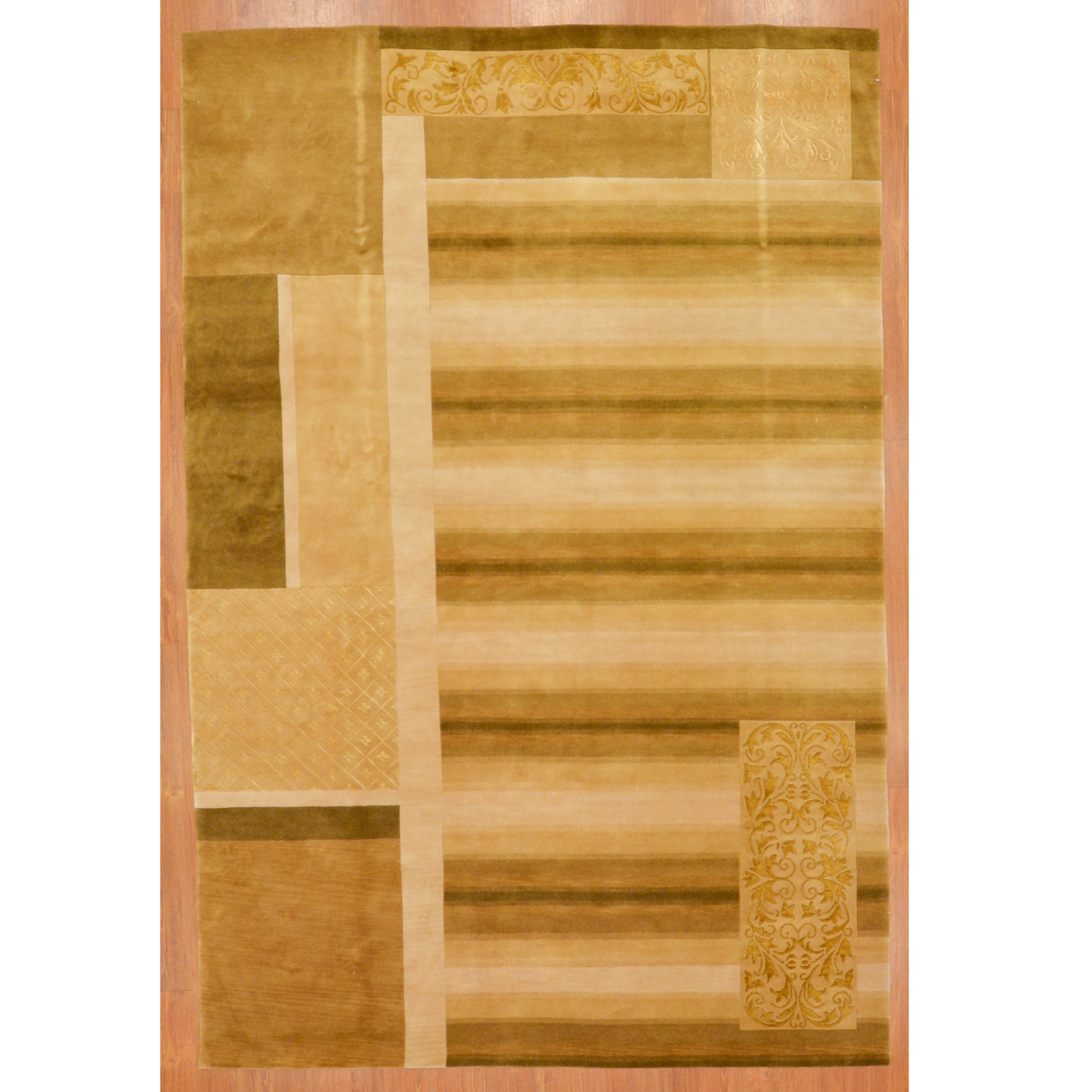 Appraisal: CONTEMPORARY GEOMETRIC RUG CHINA X Modern hand-woven silk and wool