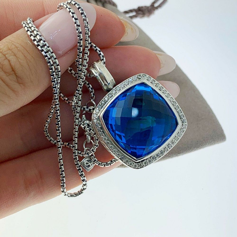 Appraisal: David Yurman Albion mm Blue Topaz Diamond Necklace David Yurman