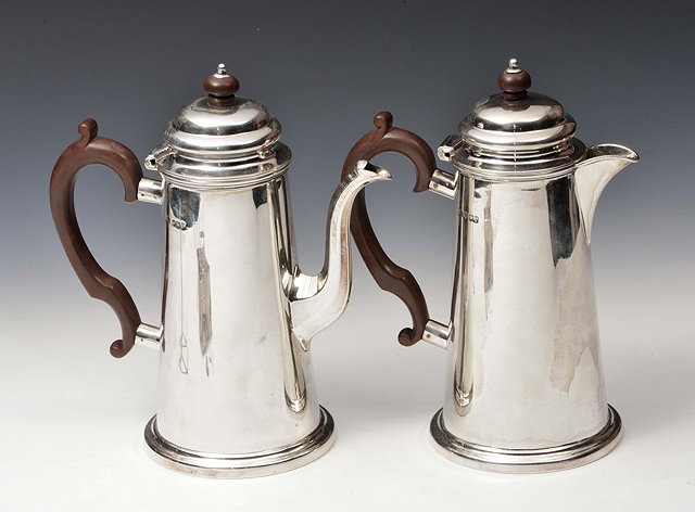 Appraisal: A SILVER TWO PIECE COFFEE SET coffee pot with plain