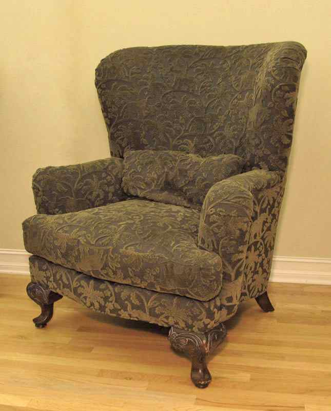 Appraisal: OVER STUFFED BROCADE ELEPHANT MOTIF LOUNGE CHAIR Textured elephant motif