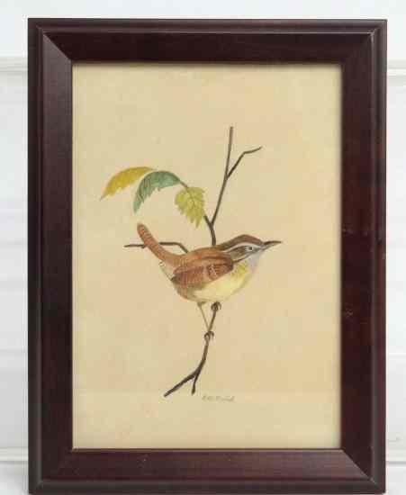 Appraisal: Watercolor on paper ''House Wren'' by noted Ct folk artist