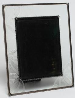 Appraisal: French Etched Glass Sterling Picture Frame The glass with molded