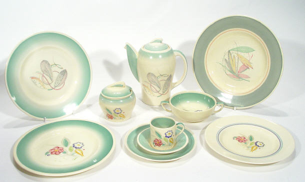 Appraisal: Collection of Susie Cooper Art Deco tea dinnerware comprising kestrel