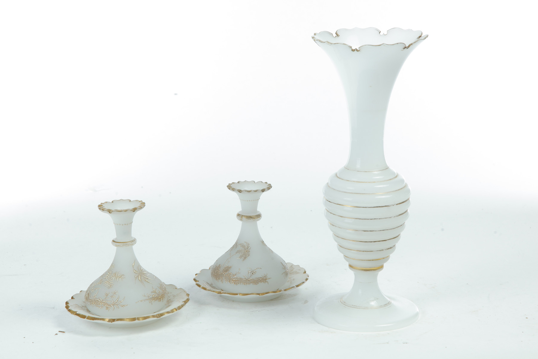 Appraisal: THREE PIECES OF ENGLISH BRISTOL GLASS Late th-early th century