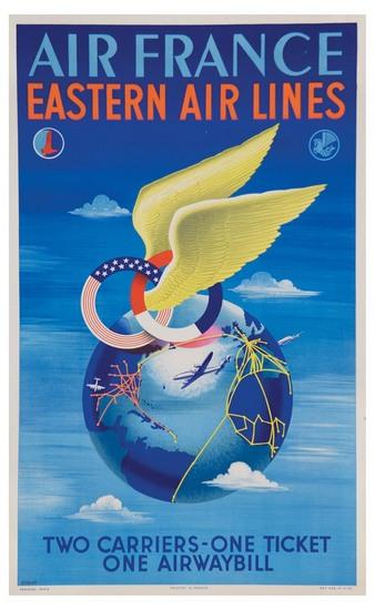 Appraisal: PLAQUETAIR FRANCE EASTERN AIRLINES lithograph in colors condition A printed