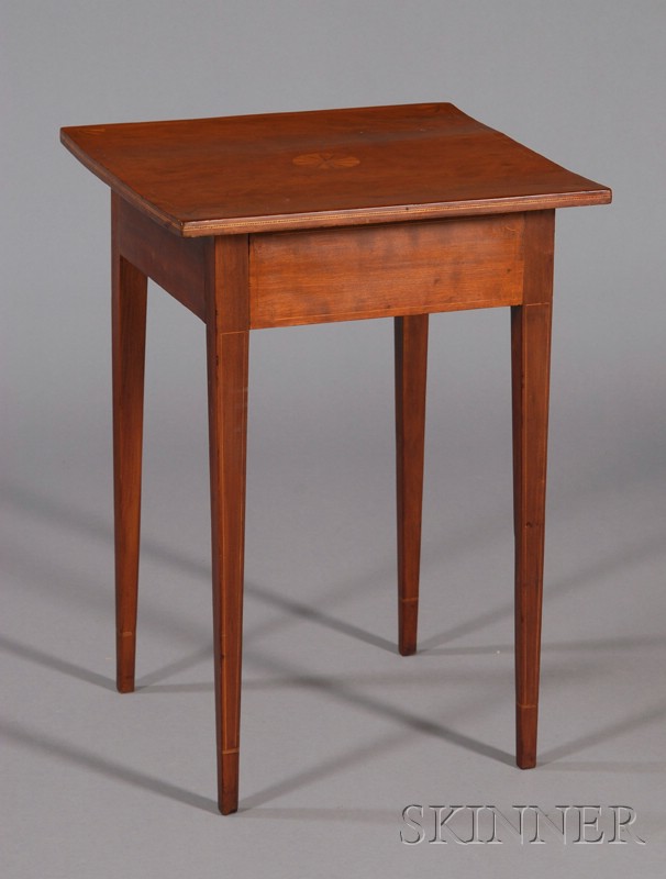 Appraisal: Cherry Inlaid Stand New England early th century the top