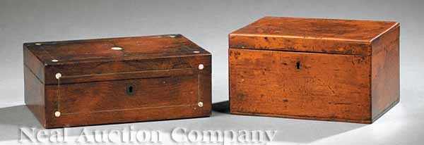 Appraisal: A Regency Brass Inlaid Rosewood Tea Caddy and a Regency