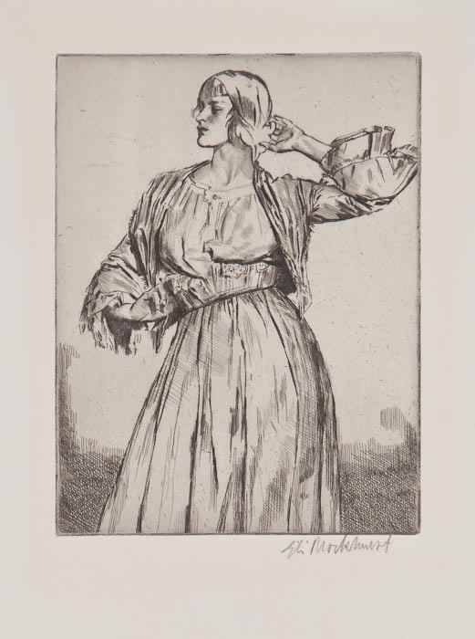 Appraisal: Gerald Leslie Brockhurst Study for a decoration etching final state