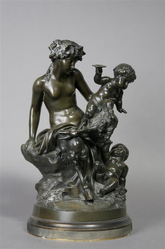 Appraisal: A Continental Bronze Figural Group after Clodion Height inches