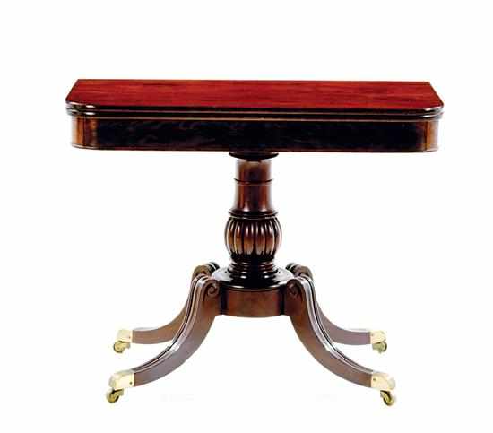 Appraisal: Boston Classical mahogany card table by Isaac Vose circa rectangular