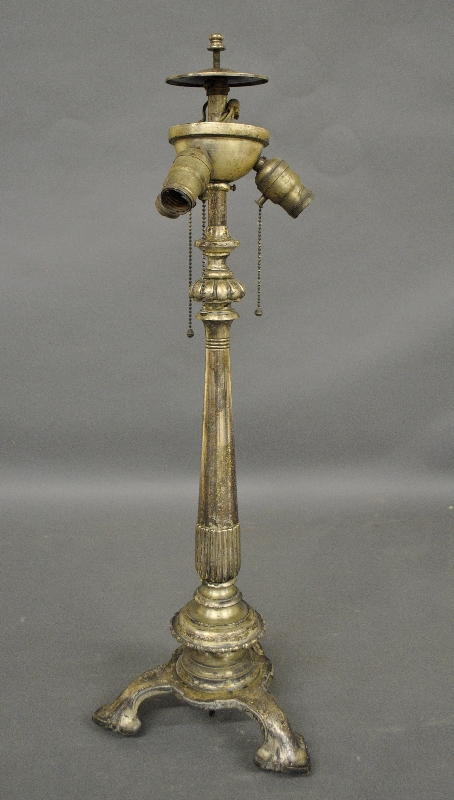 Appraisal: - Large column-form silverplate lamp base c h x w