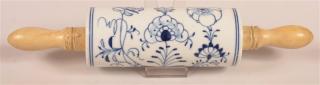 Appraisal: Meissen Type Blue Onion Pattern Rolling Pin Unsigned Meissen Type