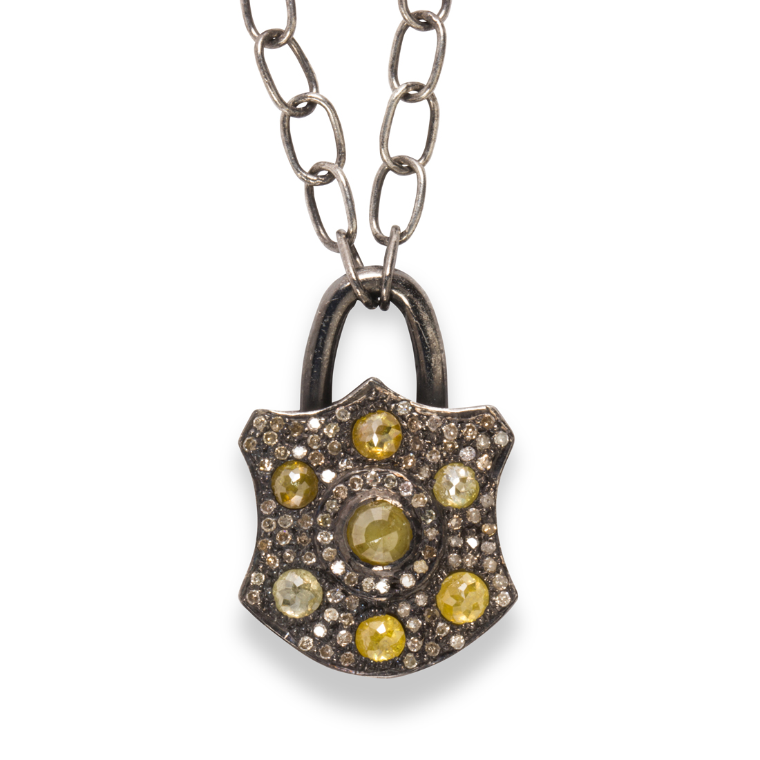 Appraisal: A YELLOW DIAMOND AND DIAMOND PENDANT NECKLACE A yellow diamond