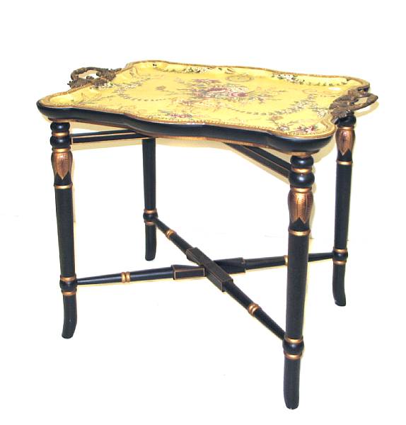 Appraisal: A Victorian style paint decorated metal tea table height in