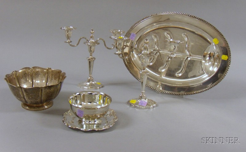 Appraisal: Four Silver Plated Tablewares including a large meat tray a