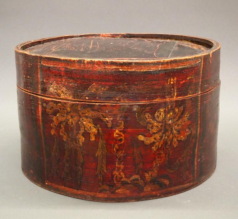 Appraisal: th c bentwood pantry box A th century painted bentwood