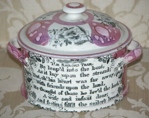 Appraisal: Title Sunderland Lustre Covered Dish The Sailor's Tear Medium lustreware