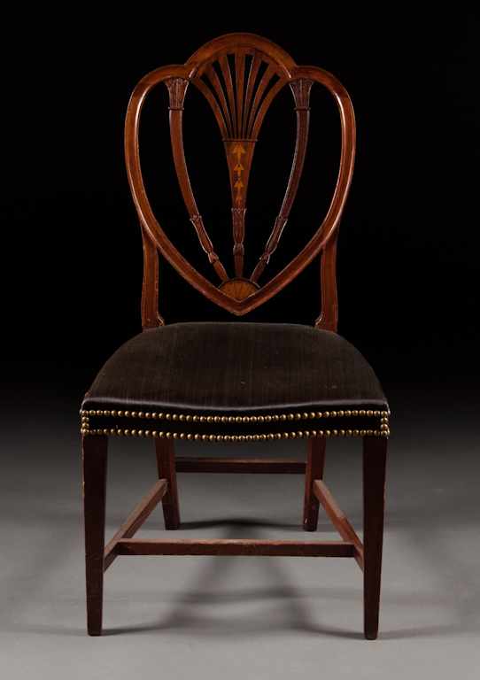 Appraisal: Federal bellflower inlaid mahogany upholstered side chair Maryland circa bellflower