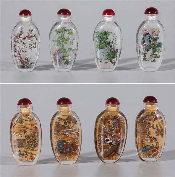 Appraisal: Lot of glass Chinese snuff bottles four in orange-hued River