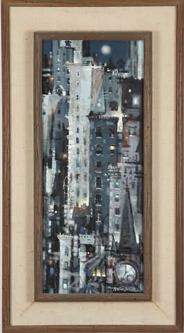 Appraisal: Manhattan Night oil on masonite x SLR titled verso Artist