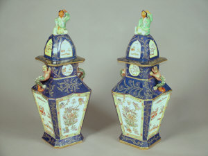 Appraisal: A pair of Mason's Ironstone large twin-handled vases and covers