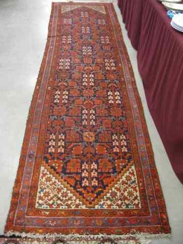 Appraisal: Malayer Persian Handmade Runner geometrics throughout red field ' ''