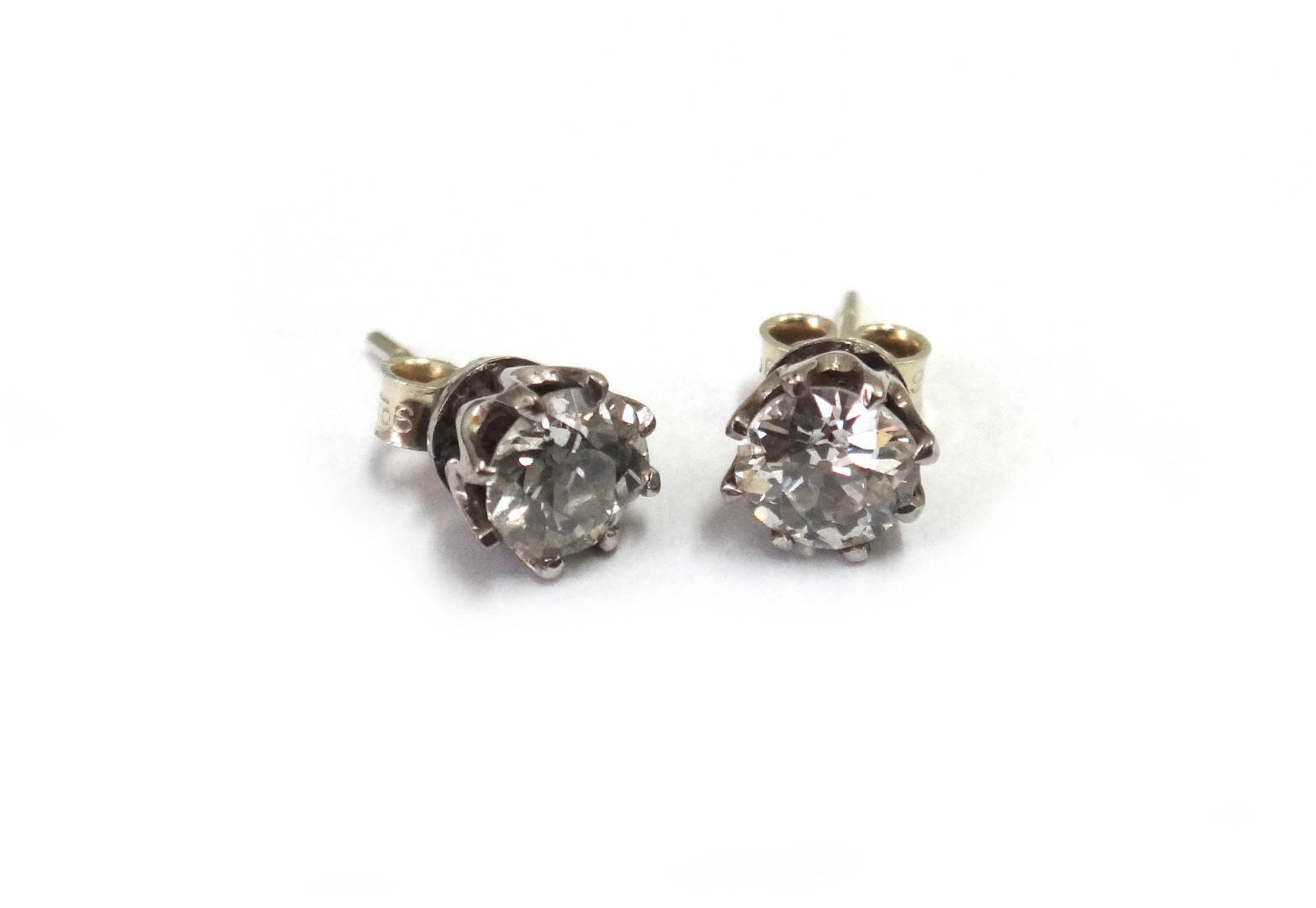 Appraisal: A pair of diamond stud earrings each old-cut stone approx