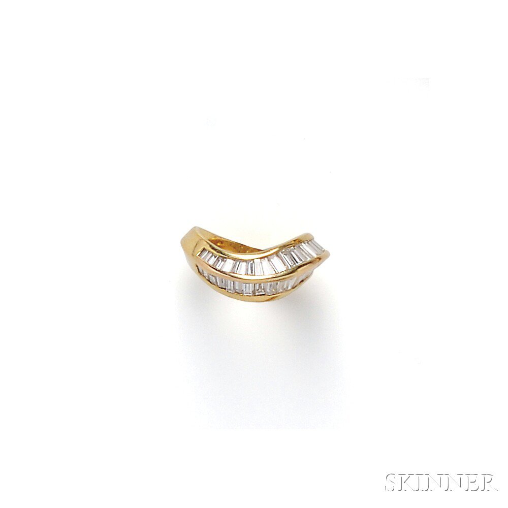 Appraisal: kt Gold and Diamond Ring the shaped band set with