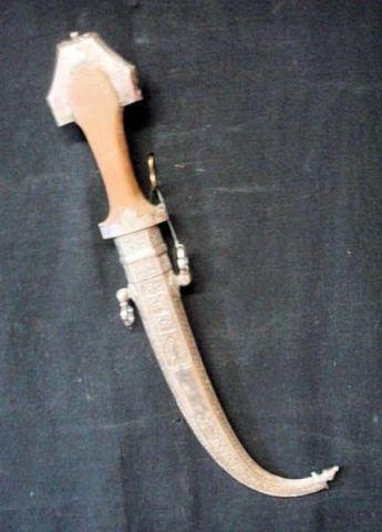 Appraisal: Silver Moroccan Dagger In a scabbard Blade in good condition