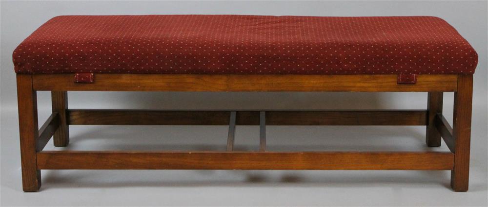 Appraisal: HAMMERY FURNITURE COMPANY UPHOLSTERED MAHOGANY LONG BENCH the upholstered top