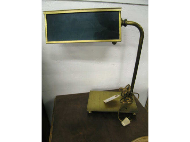 Appraisal: Deco Style Desk Lamp green glass shade brass finish