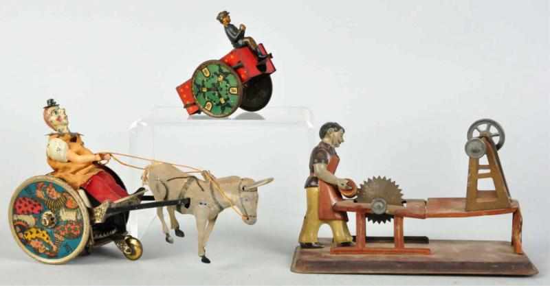 Appraisal: Lot of Tin Figural Toys German Includes one Lehmann Balky