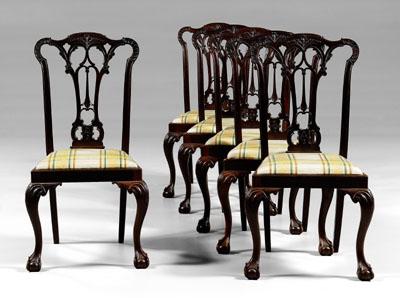 Appraisal: Set of six Chippendale style mahogany dining chairs each with