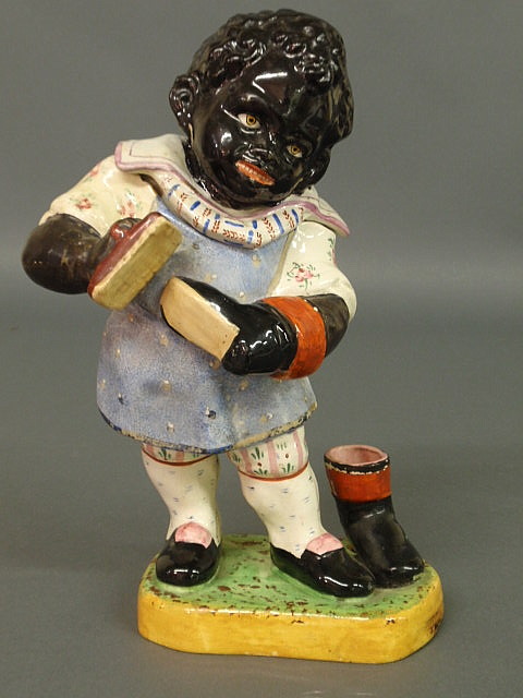 Appraisal: English Staffordshire tobacco jar The Shoeshine Boy h