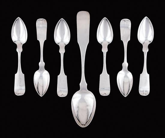 Appraisal: American coin silver spoons S Kirk tablespoon marked oz L