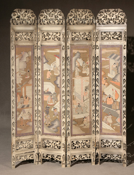 Appraisal: Set of Four Chinese Kesi Panels of Court Scenes Late