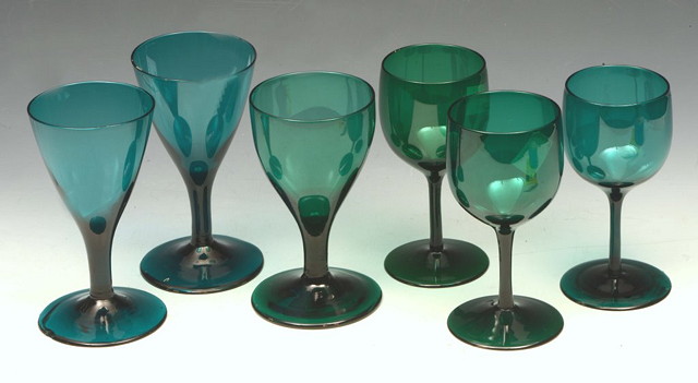 Appraisal: A SMALL COLLECTION OF SIX VARIOUS TH CENTURY GREEN GLASS