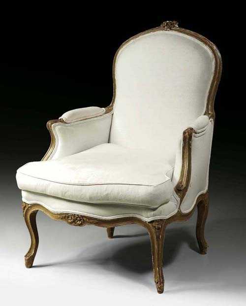 Appraisal: PAINTED BERGERE Louis XV in the style of J AVISSE