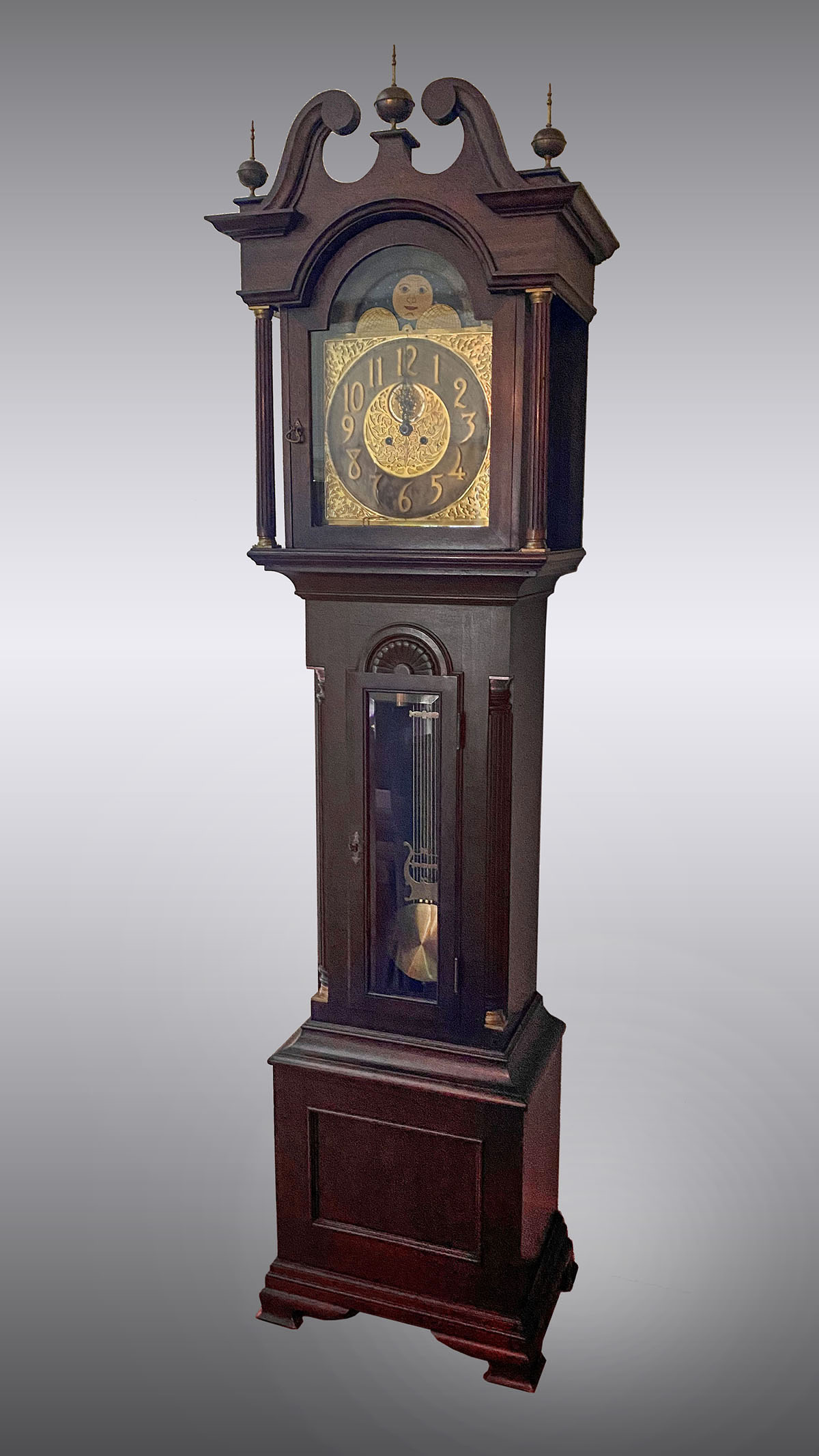 Appraisal: MAGNIFICENT MOON PHASE GRANDFATHER CLOCK Early th century grandfather clock