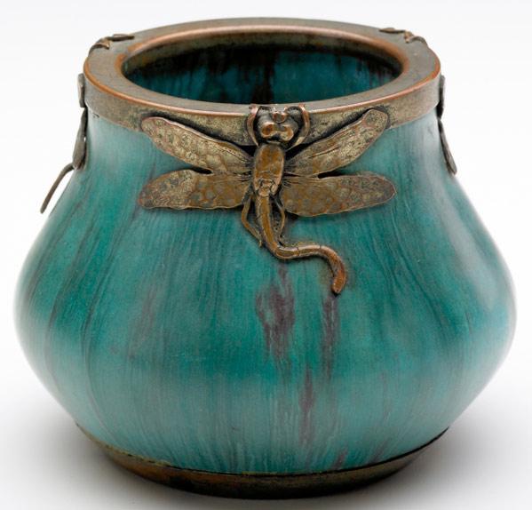 Appraisal: EUGENE BAUDIN France Small vase covered in turquoise glaze and