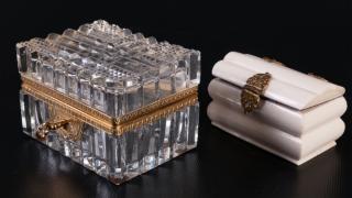 Appraisal: French Crystal Jewelry Box Bone Jewelry Box French crystal jewelry