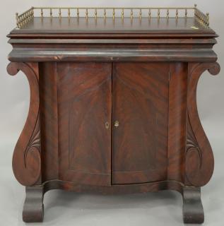 Appraisal: Empire mahogany server with brass gallery drawer and two doors