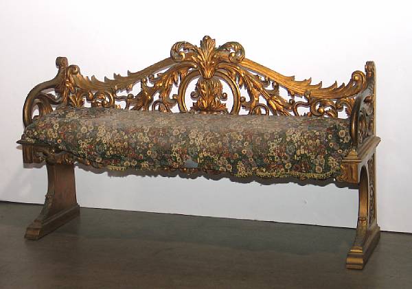 Appraisal: A Rococo style giltwood bench first quarter th century height