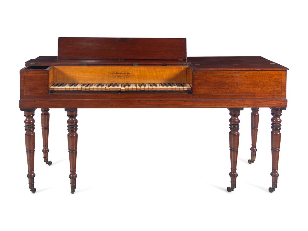 Appraisal: A George III Mahogany and Satinwood Square Piano A George