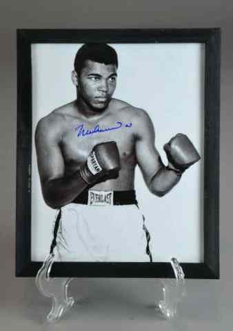 Appraisal: MUHAMMED ALI AUTOGRAPHED PHOTO - IN GLOVESAutographed black and white