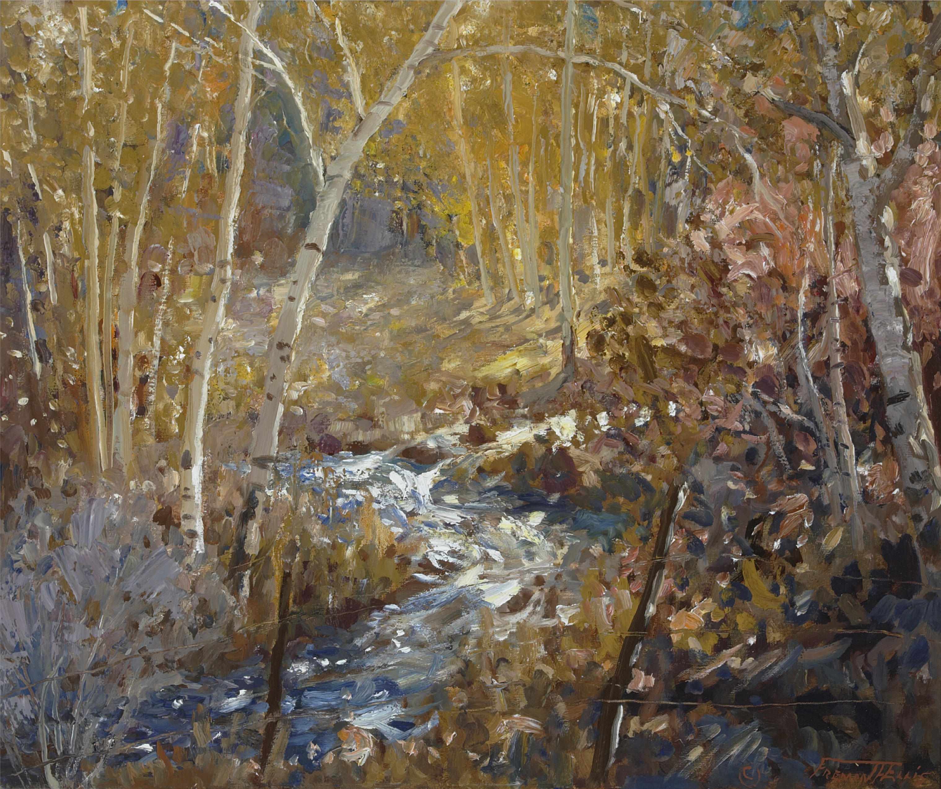 Appraisal: Fremont F Ellis American - Autumn stream signed 'Fremont Ellis'