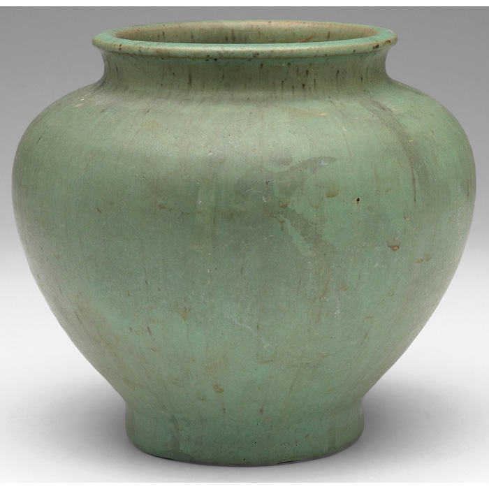 Appraisal: Pewabic vase hand-thrown shouldered shape under an unusual green and