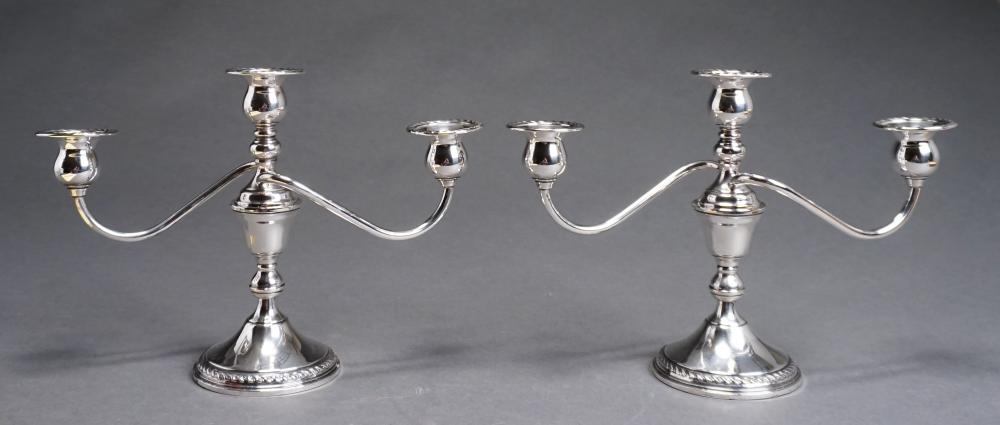 Appraisal: Pair C D Peacock Weighted Sterling Silver Three-Light Candelabra H