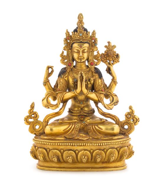 Appraisal: Sale Lot A Sino-Tibetan Gilt Bronze Figure of a Bodhisattva